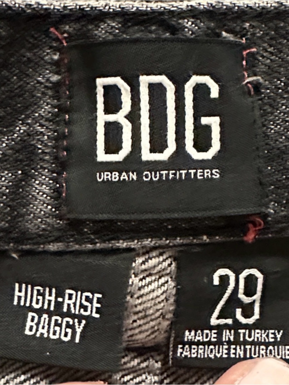 BDG Urban Outfitters High Rise Baggy Wide Leg Raw Hem Jeans Black NWOT - Picture 5 of 5
